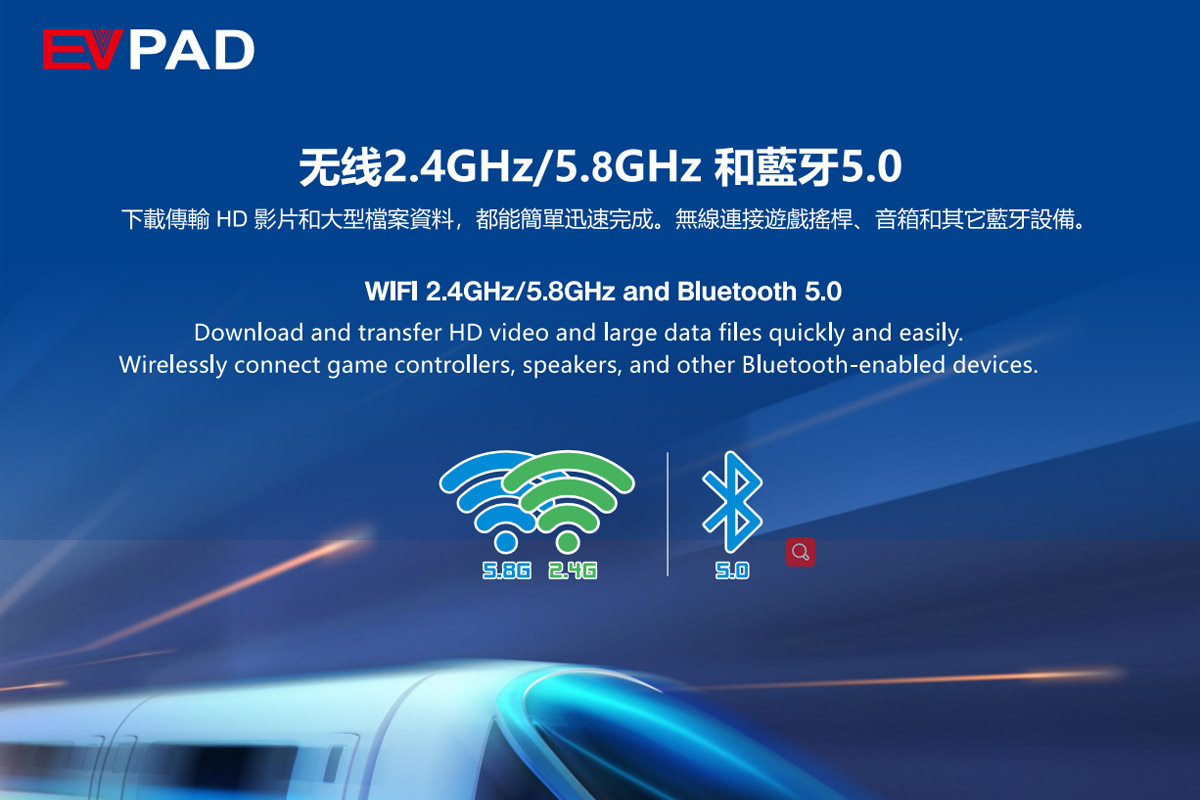 EVPAD 6P - WIFI 2.4GHz/5.8GHz and Bluetooth 5.0